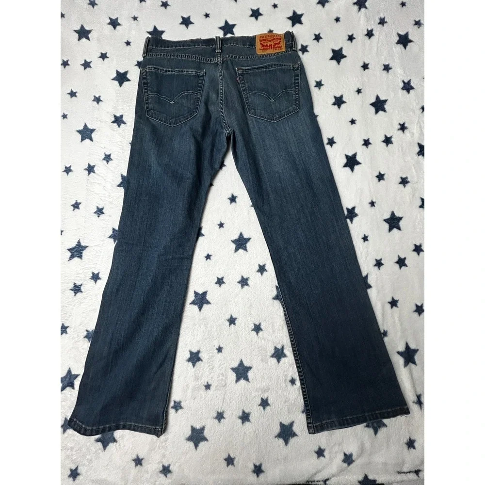 Levis 527 Jeans Mens 34x30 Slim Bootcut Blue Denim Medium Wash Stretch Casual